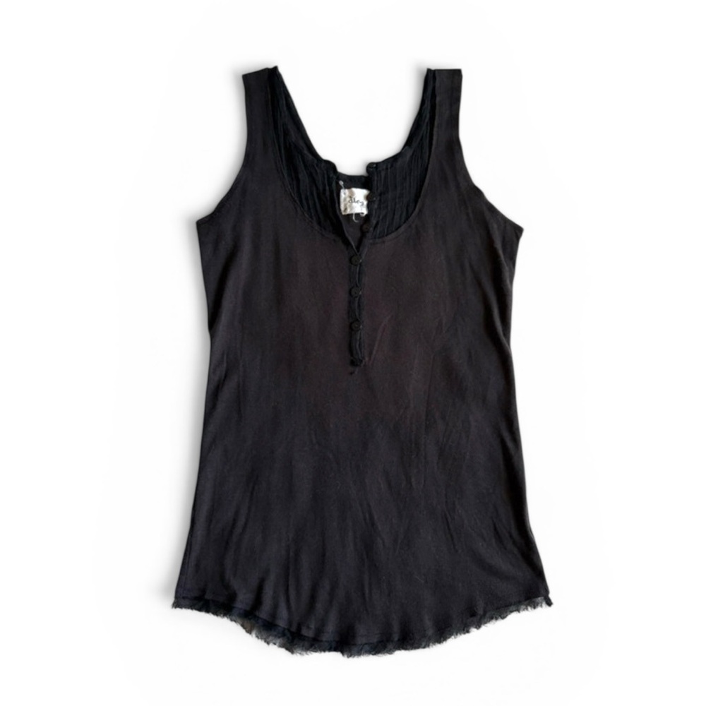 Linq silk trim henley tank top